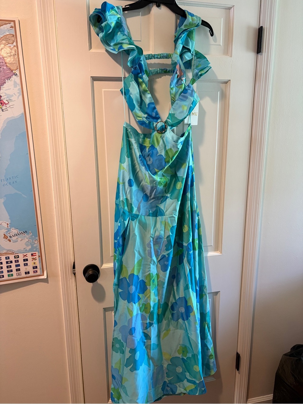 Show Me Your Mu Mu Blue Piccadilly Floral Cutout Maxi Dress - Picture 3 of 5